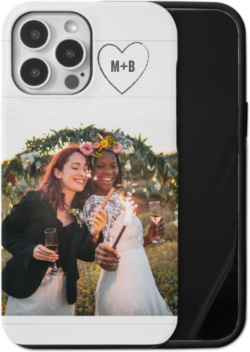 Together Initial Heart iPhone Case, Silicone Liner Case, Matte, iPhone 13 Pro Max, White, white