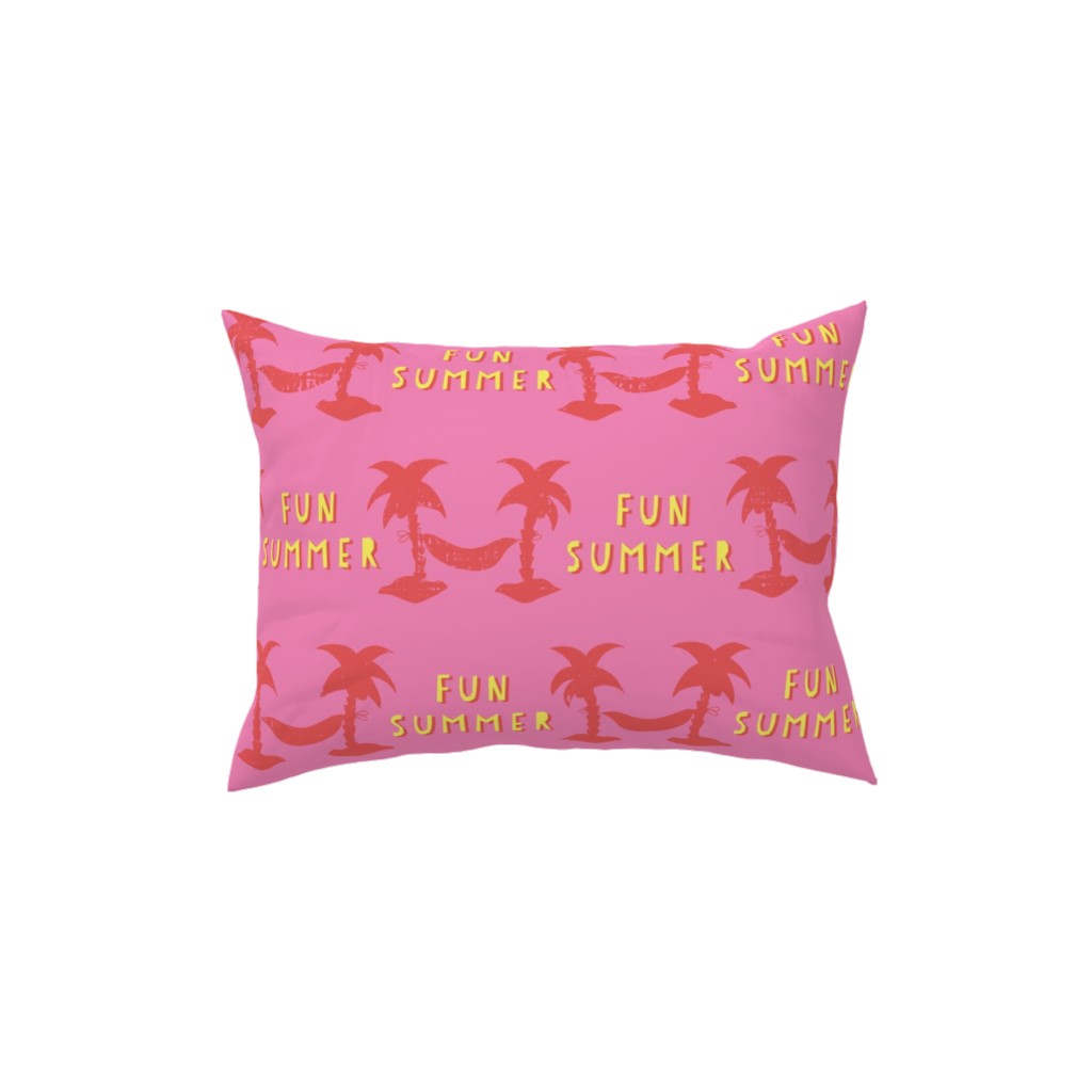 Fun Summer Palm Trees Pillow, Woven, White, 12x16, Double Sided, Pink