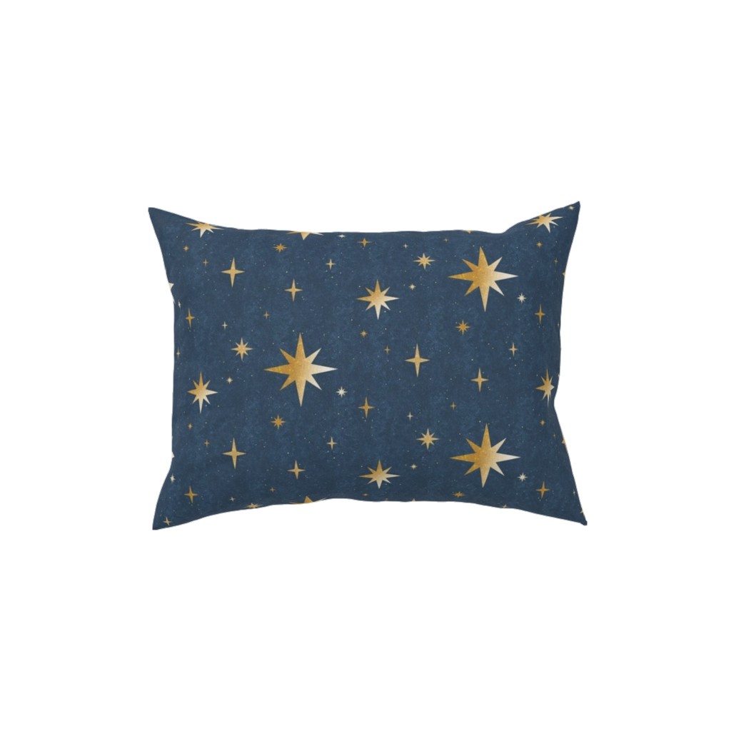 Art Deco Starbursts - Blue Pillow, Woven, White, 12x16, Double Sided, Blue