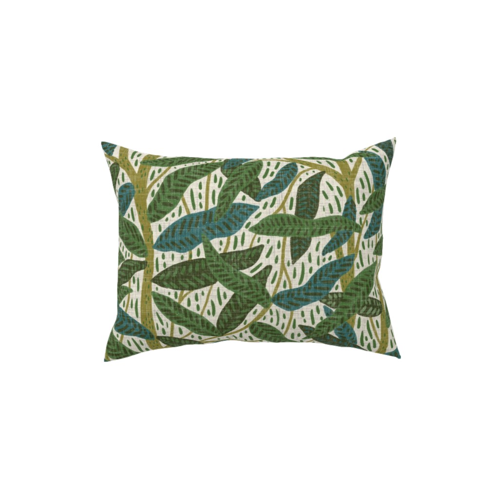 Jungle Foliage - Green Pillow, Woven, White, 12x16, Double Sided, Green, Classic Green