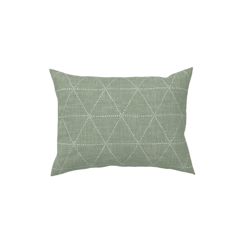 Boho Triangles - Sage Pillow, Woven, White, 12x16, Double Sided, Green