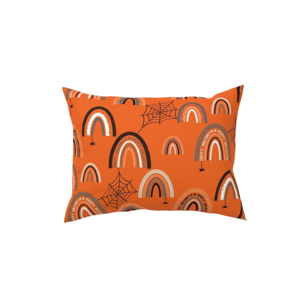 Halloween Rainbows Pillow, Woven, White, 12x16, Double Sided, Orange, Persimmon