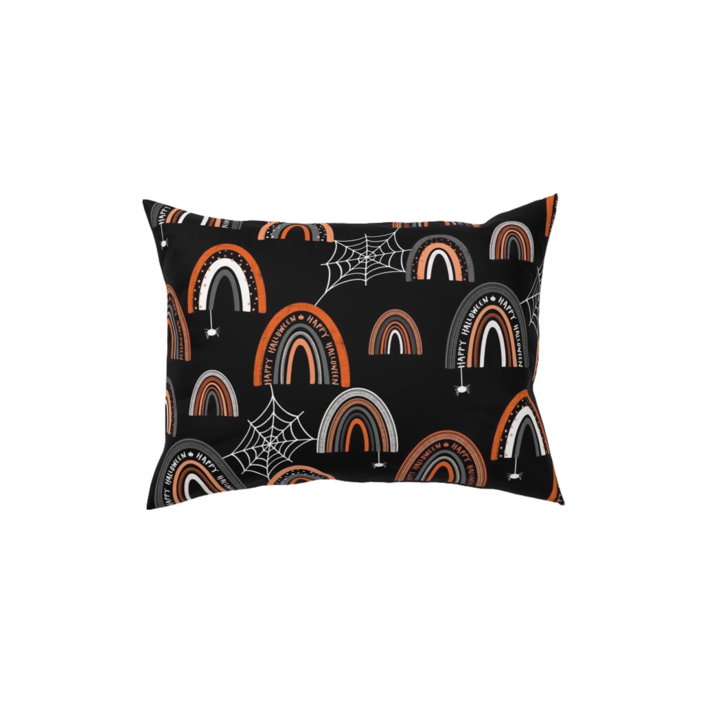 Halloween Rainbows Pillow, Woven, White, 12x16, Double Sided, Black, Black