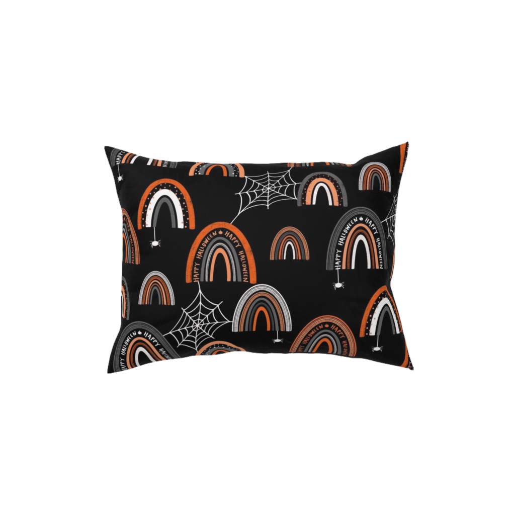 Halloween Rainbows Pillow, Woven, White, 12x16, Double Sided, Black