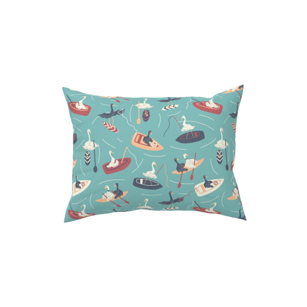 Lake Birds Doing Lake Things - Multicolor Pillow, Woven, White, 12x16, Double Sided, Multicolor