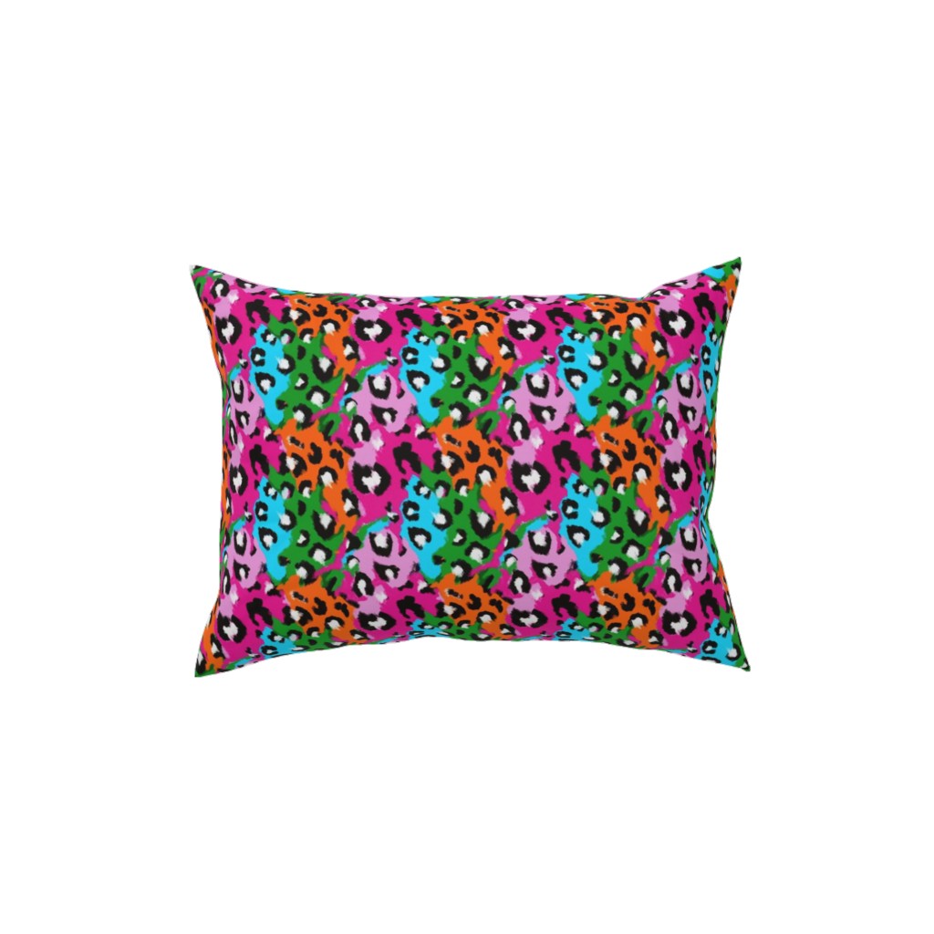 Leopard Print - Multi Pillow, Woven, White, 12x16, Double Sided, Multicolor