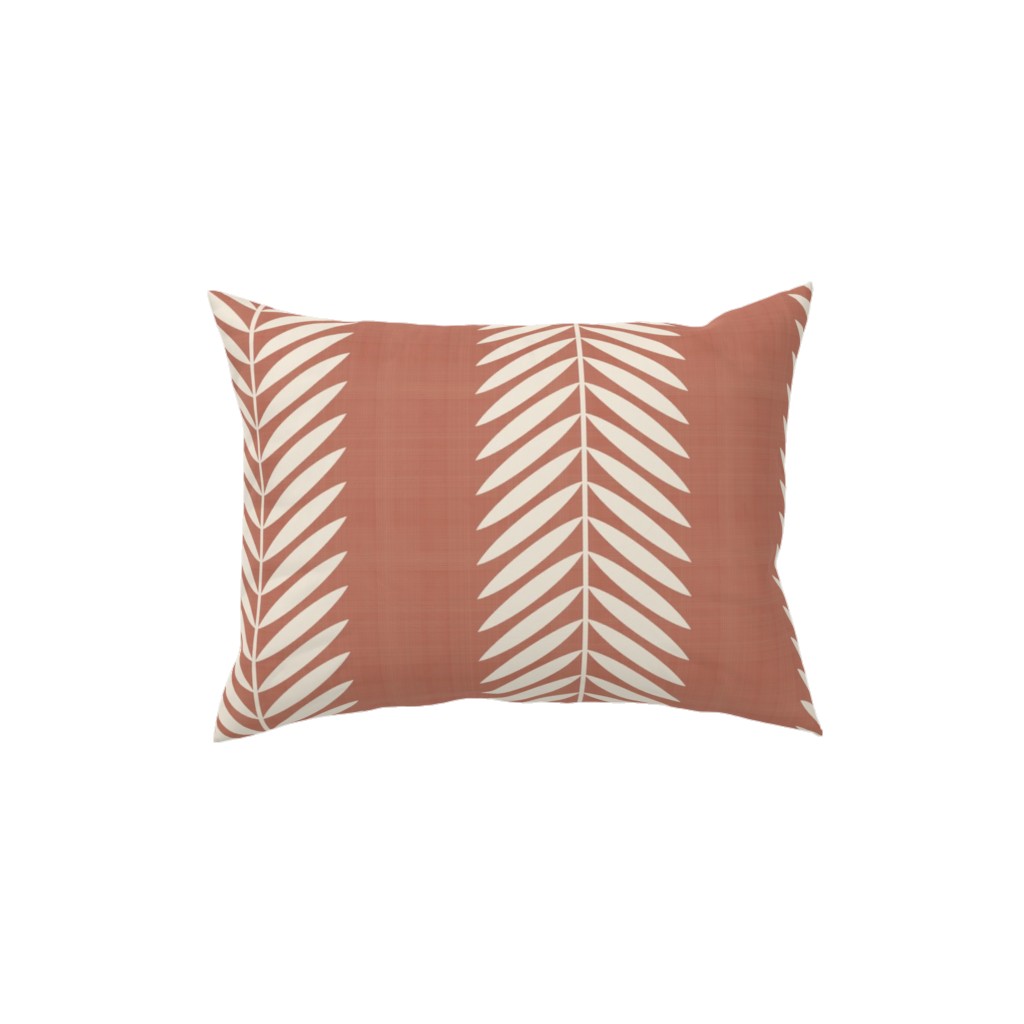 Laurel Leaf Stripe - Clay & Cream Pillow, Woven, White, 12x16, Double Sided, Orange