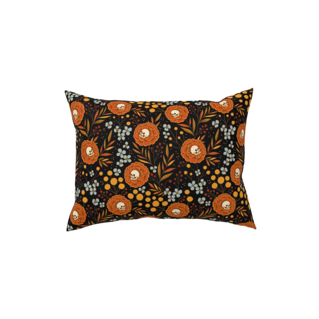 Halloween Floral - Multi Pillow, Woven, White, 12x16, Double Sided, Multicolor