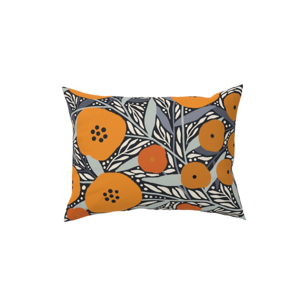 Eloise Floral - Orange Pillow, Woven, White, 12x16, Double Sided, Orange