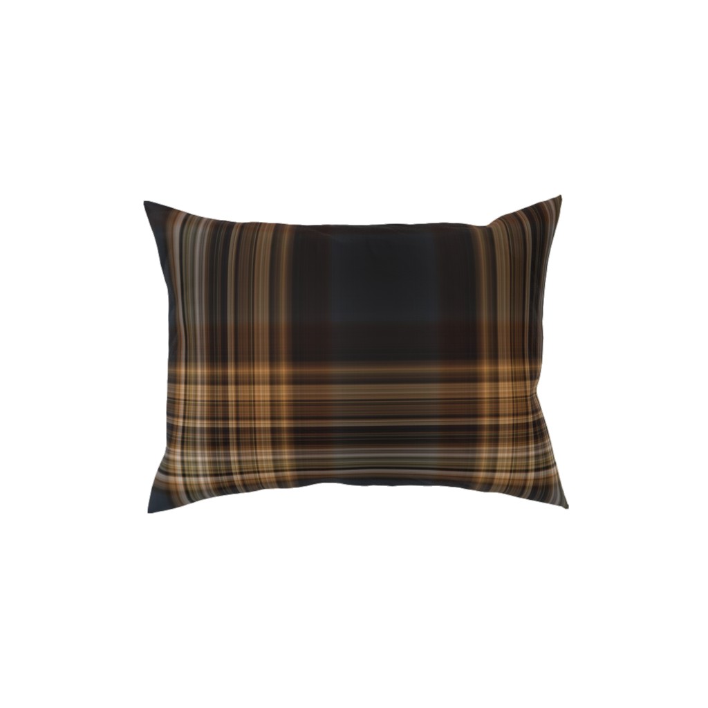Fine Line Plaid - Dark Blue and Brown Pillow, Woven, White, 12x16, Double Sided, Brown
