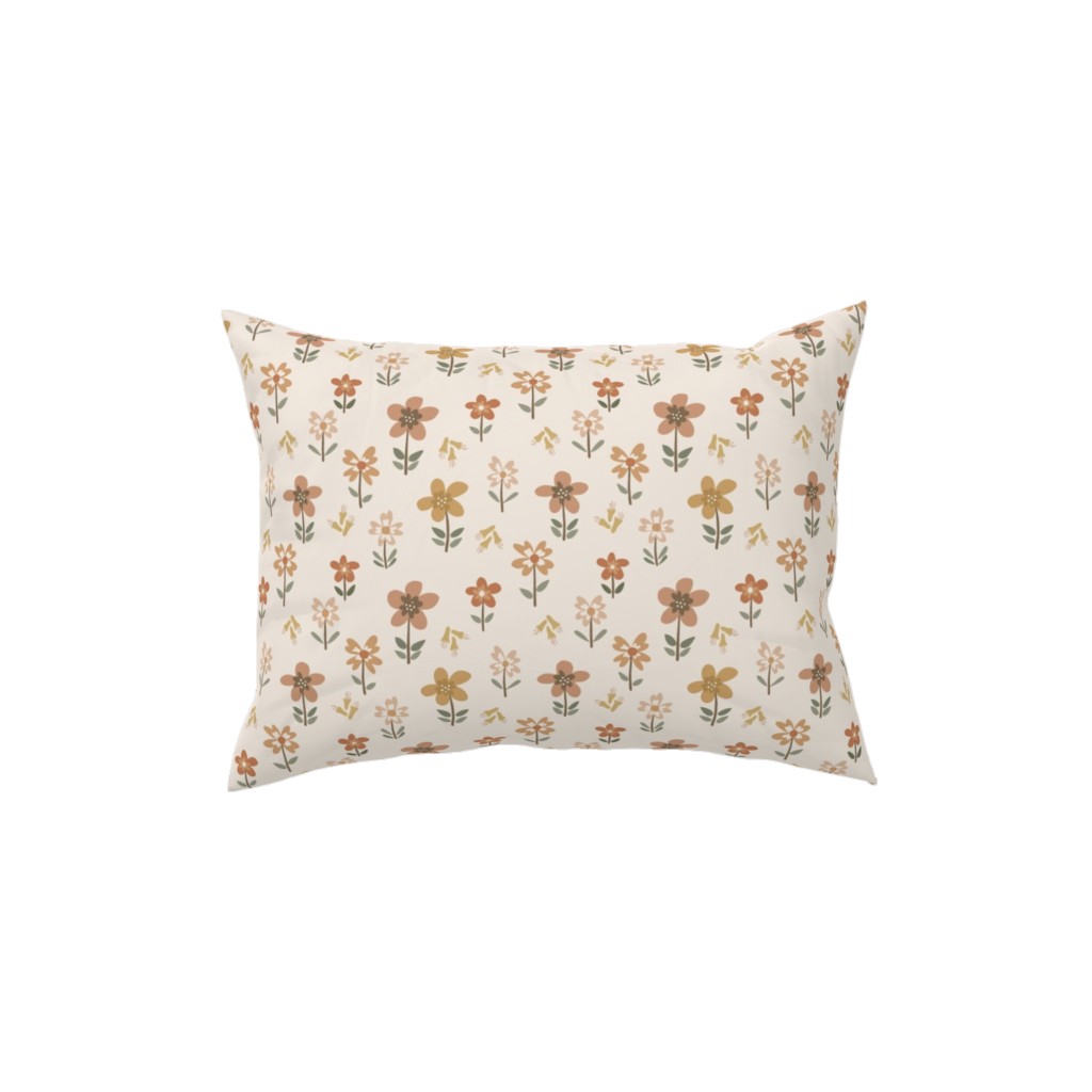Retro Park Wildflowers Pillow, Woven, White, 12x16, Double Sided, Beige