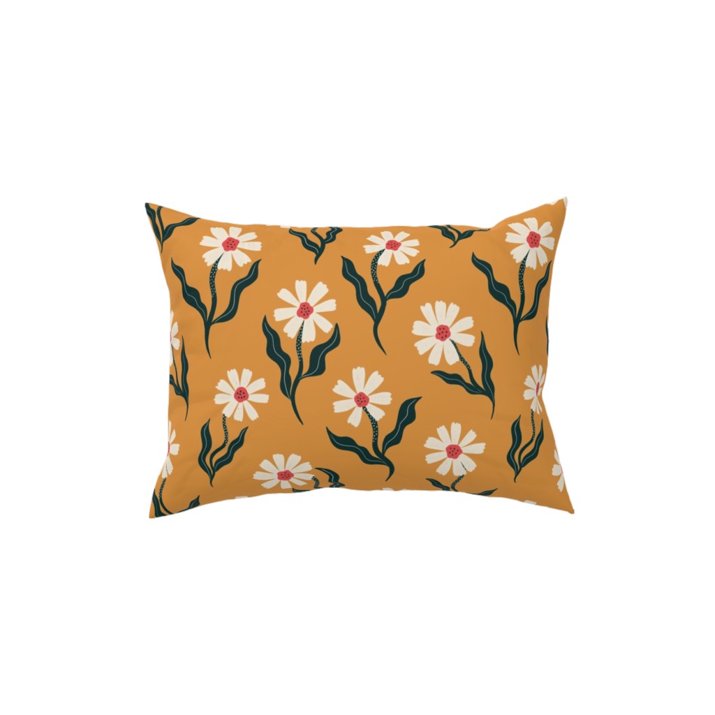 Flower Power - Orange Pillow, Woven, White, 12x16, Double Sided, Yellow, Classic Yellow