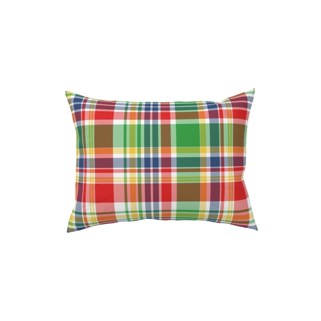 Plaid - Multi Bright Pillow, Woven, White, 12x16, Double Sided, Multicolor