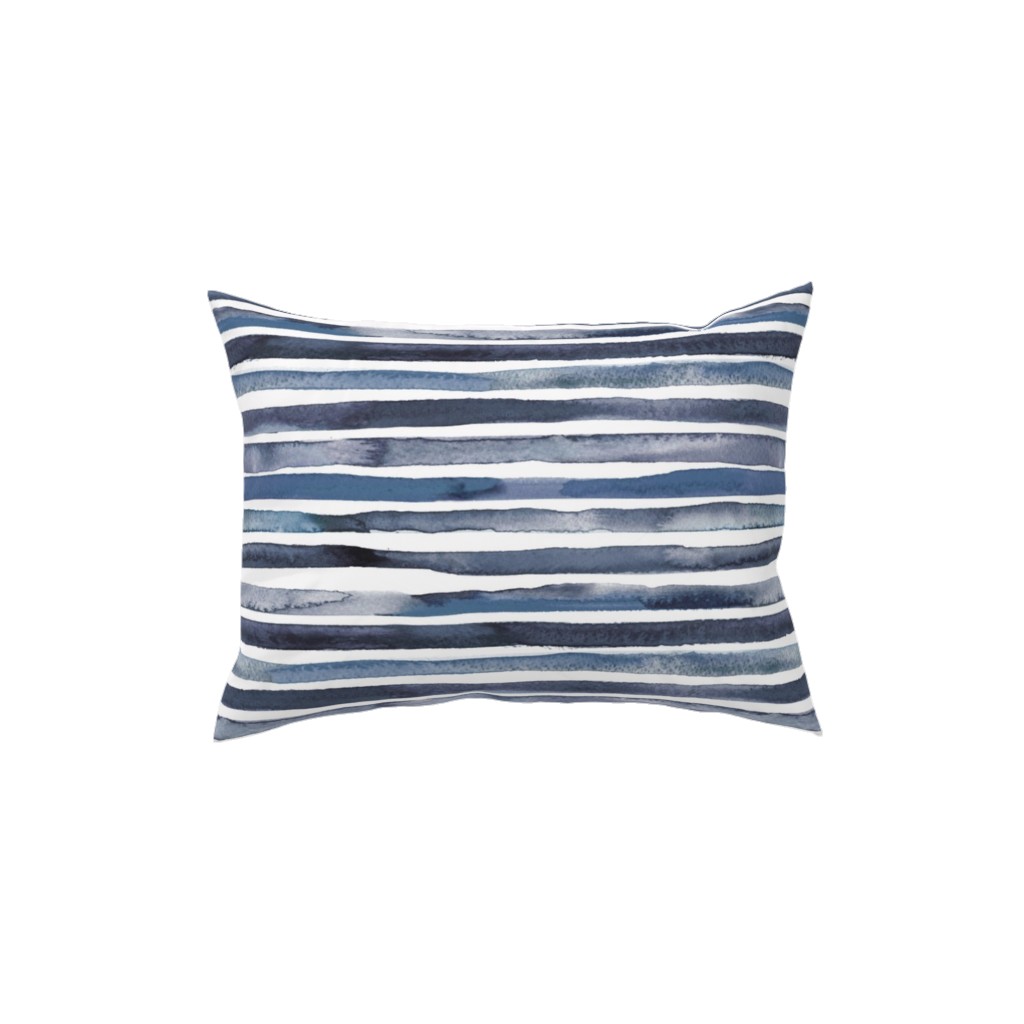 Watercolor Stripes - Blue Pillow, Woven, White, 12x16, Double Sided, Blue