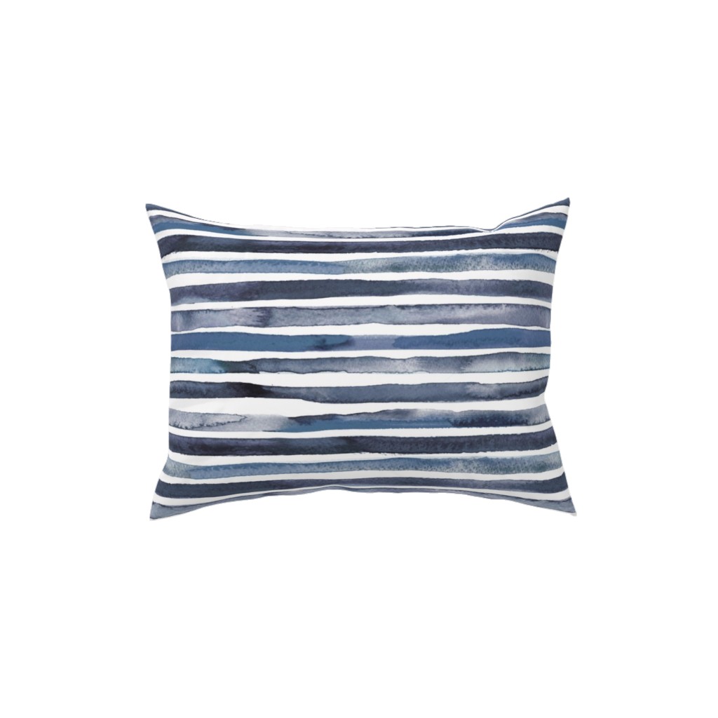Watercolor Stripes - Blue Pillow, Woven, White, 12x16, Double Sided, Blue, True Blue