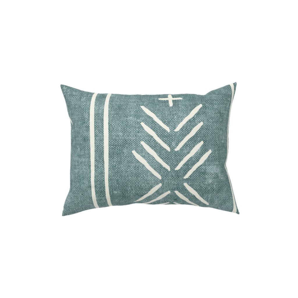 Mudcloth Arrows and Stripes - Dusty Blue Pillow, Woven, White, 12x16, Double Sided, Blue