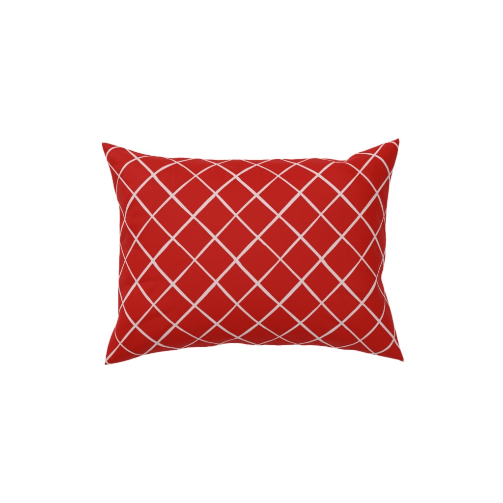 Check on Red Pillow, Woven, White, 12x16, Double Sided, Red