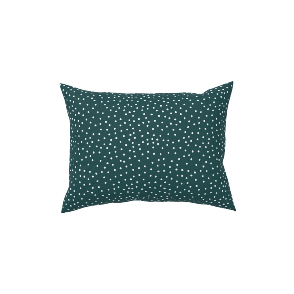 Dots - White on Emerald Pillow, Woven, White, 12x16, Double Sided, Green, Classic Green
