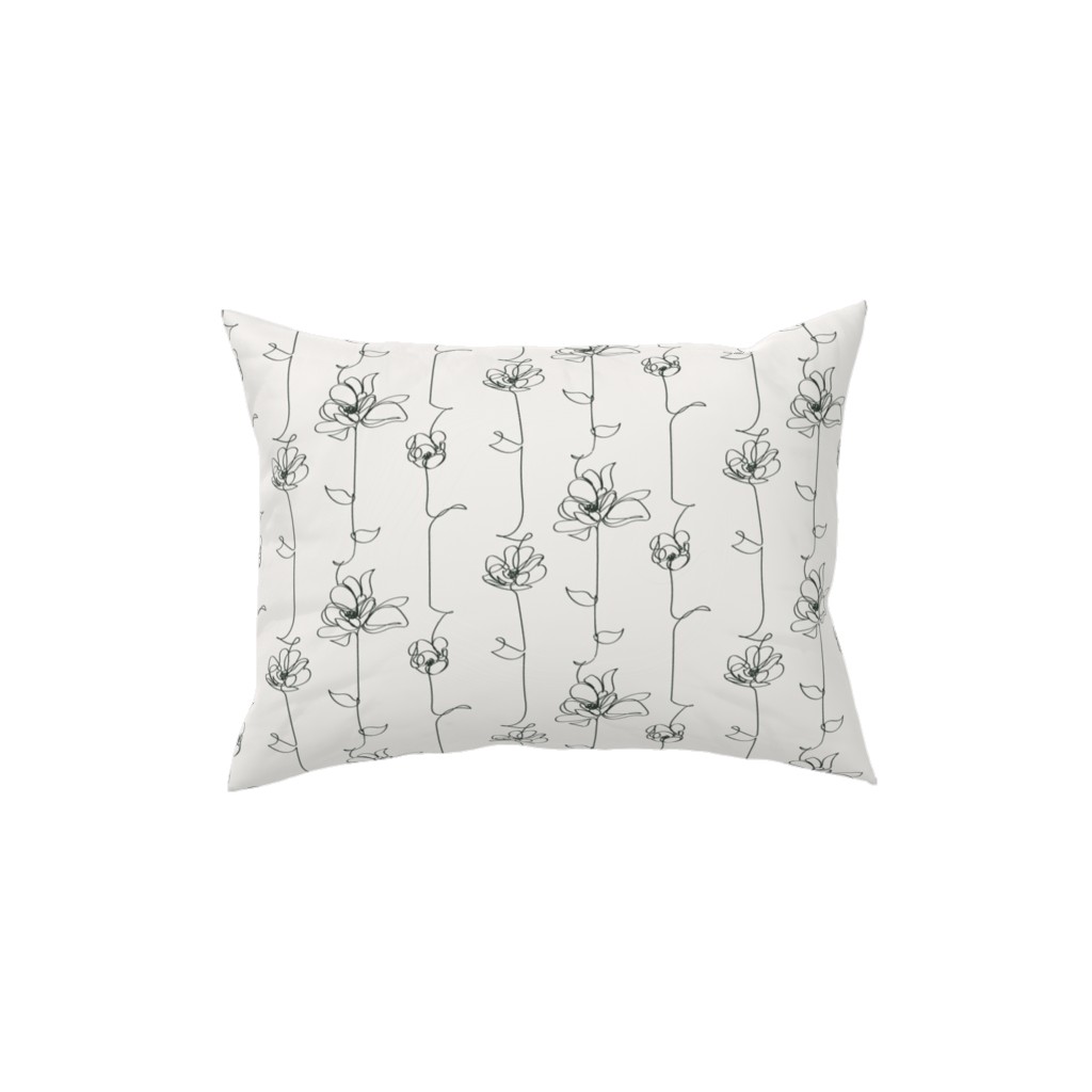 One Line Floral - Light Pillow, Woven, White, 12x16, Double Sided, White