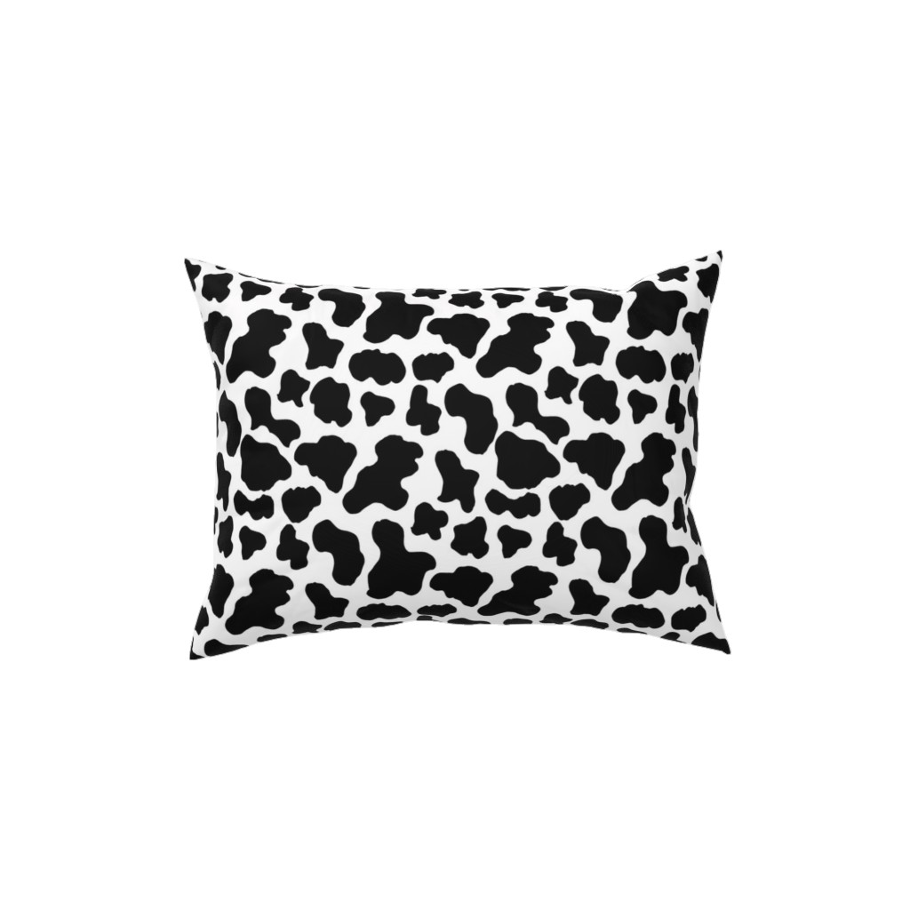 Cow Print - Black and White Pillow, Woven, White, 12x16, Double Sided, Black