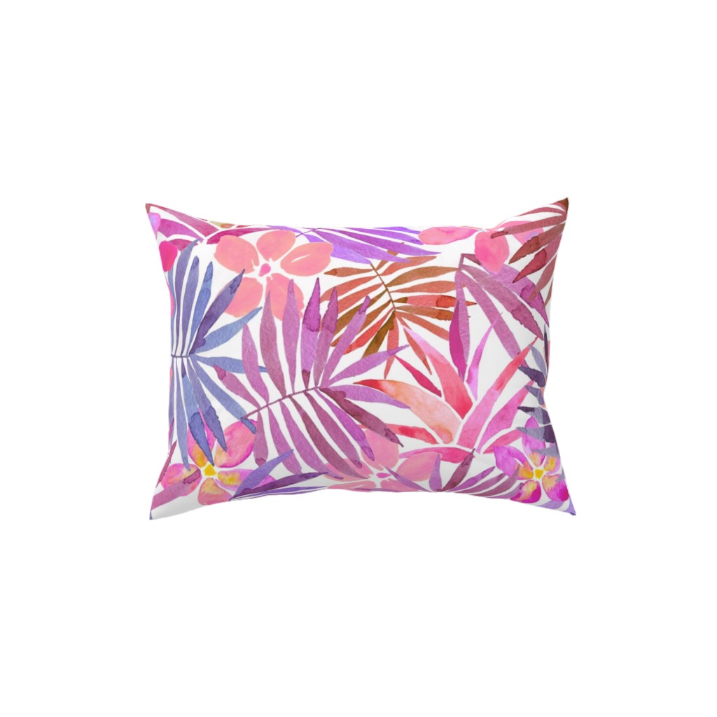 Watercolor Tropical Vibes Pillow, Woven, White, 12x16, Double Sided, Pink