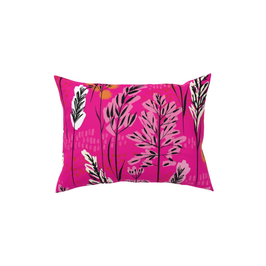 Wild Grasses on Pink Skies Pillow, Woven, White, 12x16, Double Sided, Pink