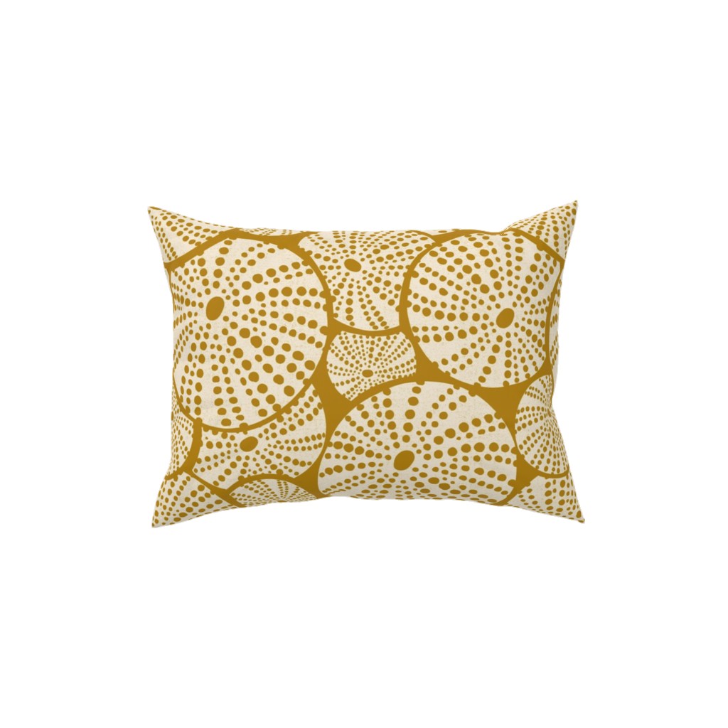 Bed of Nautical Sea Urchins - Ivory on Golden Yellow Pillow, Woven, White, 12x16, Double Sided, Yellow