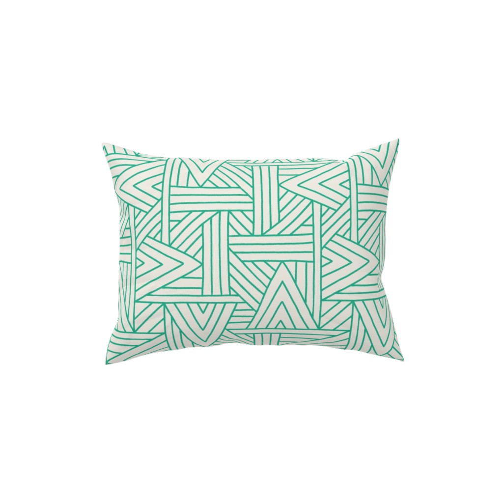 Angles - Green & White Pillow, Woven, White, 12x16, Double Sided, Green