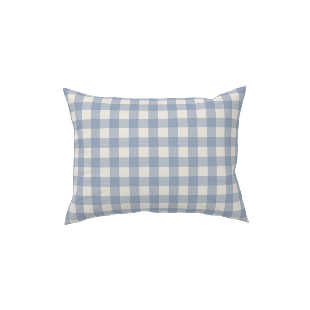 Buffalo Plaid - Soft Blue & Cream Pillow, Woven, White, 12x16, Double Sided, Blue