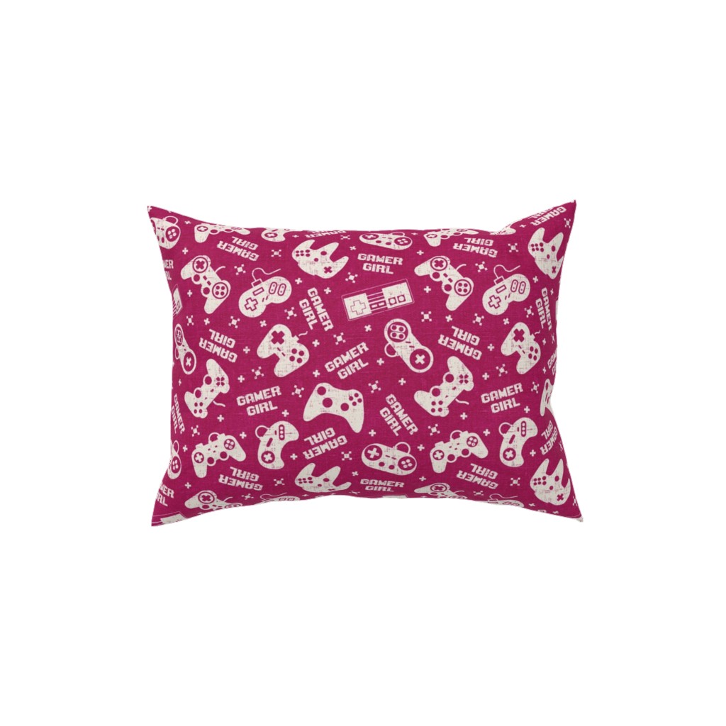 Gamer Life Pillow, Woven, White, 12x16, Double Sided, Pink, Summer Plum