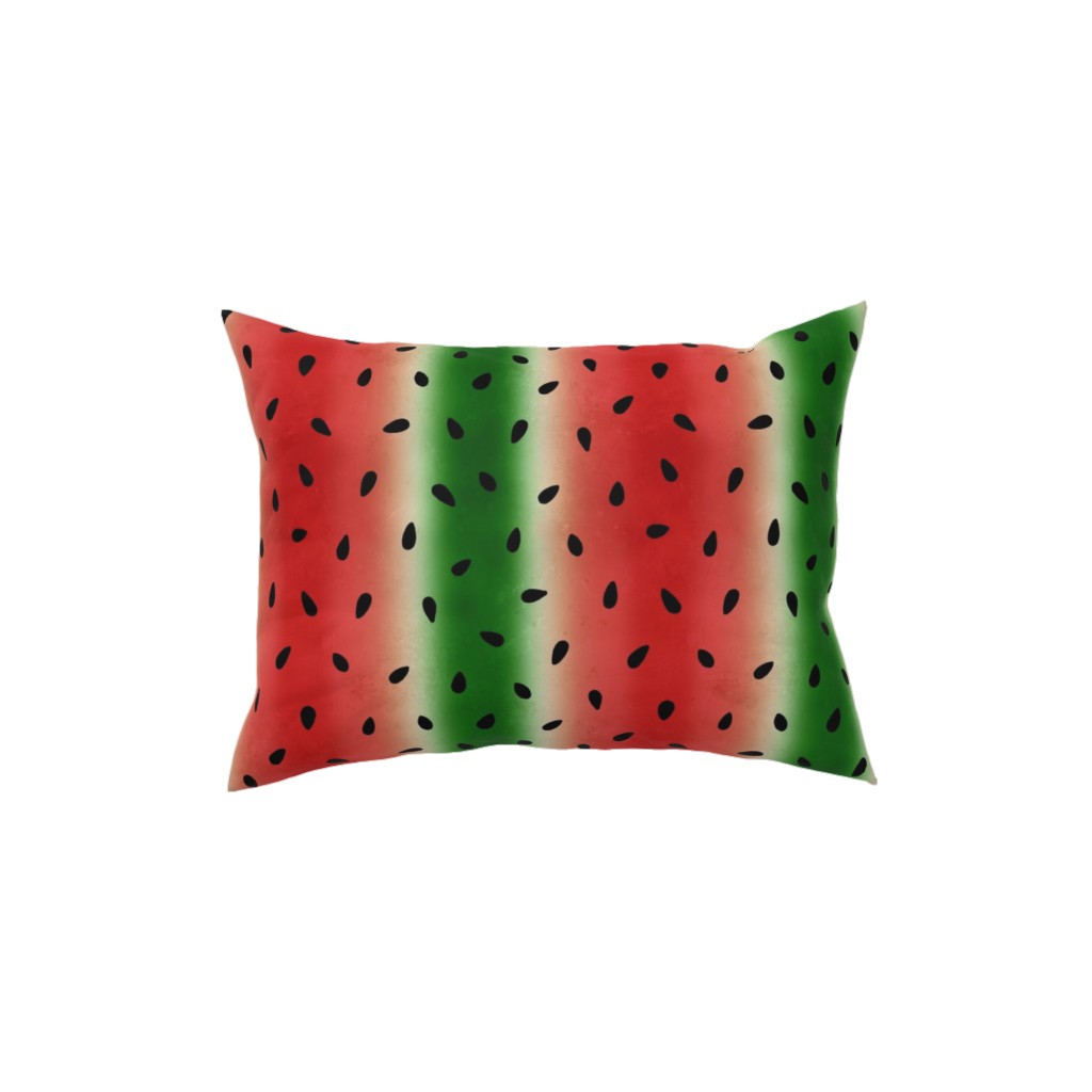 Watermelon Stripes Distressed - Red and Green Pillow, Woven, White, 12x16, Double Sided, Multicolor