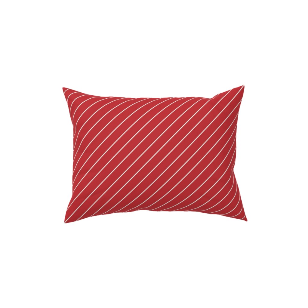 Diagonal Stripes on Christmas Red Pillow, Woven, White, 12x16, Double Sided, Red