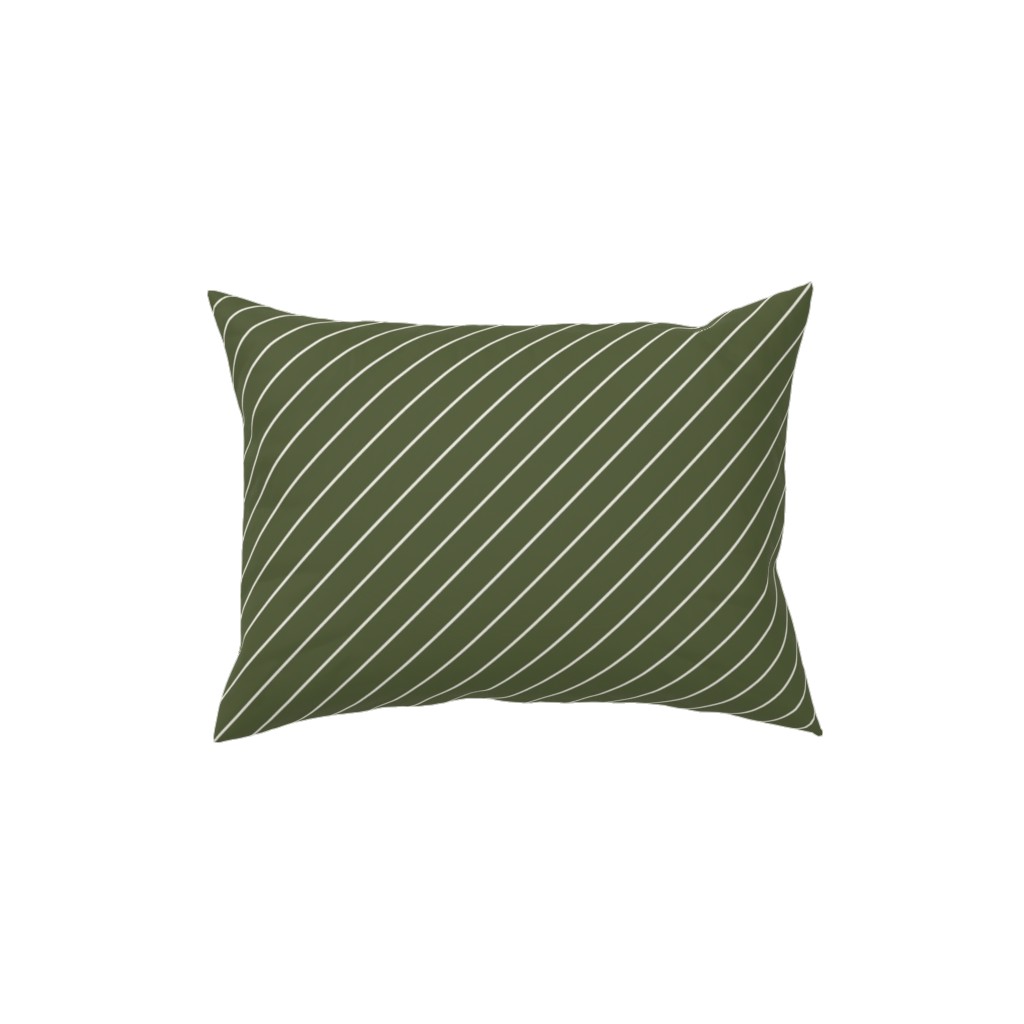 Diagonal Stripes - Pine Green Pillow, Woven, White, 12x16, Double Sided, Green, Classic Green