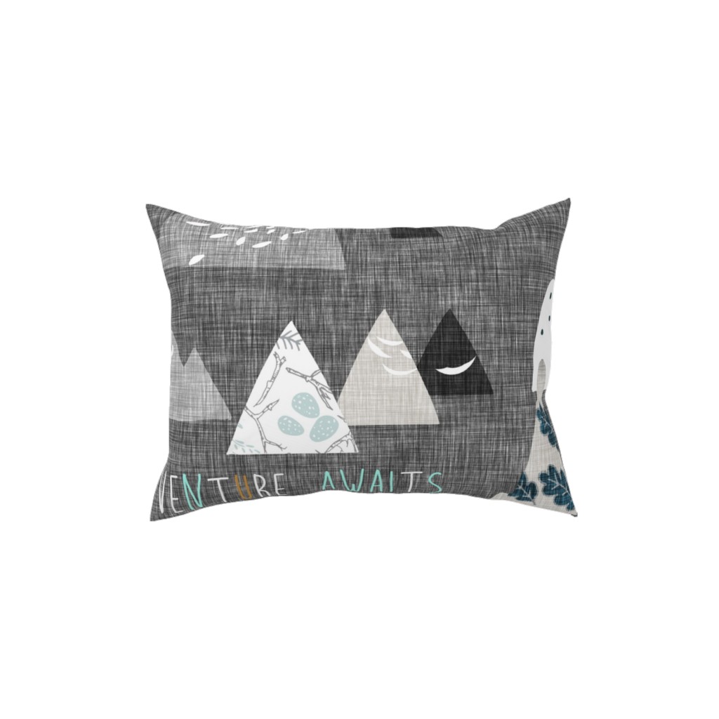 Adventure Awaits - Gray Pillow, Woven, White, 12x16, Double Sided, Gray