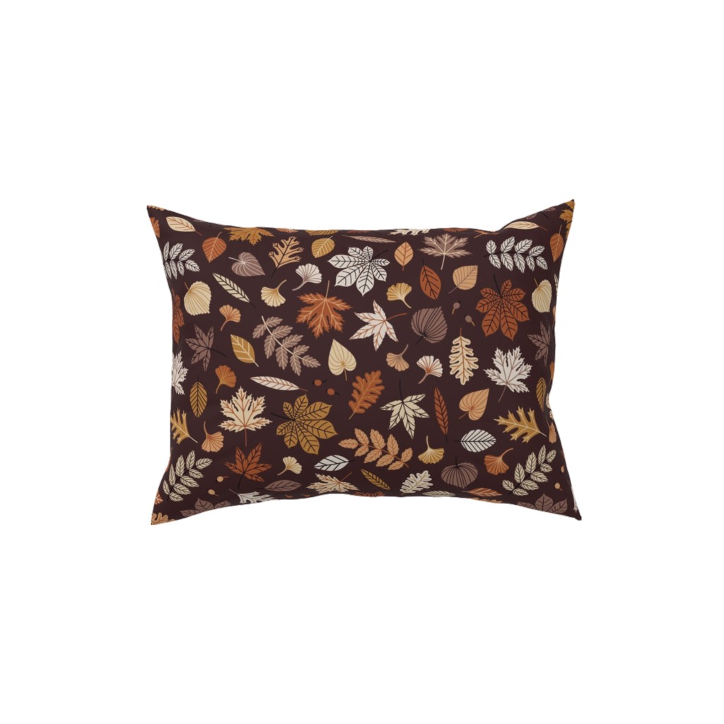 Fall Time Leaves - Brown Pillow, Woven, White, 12x16, Double Sided, Brown, Brown