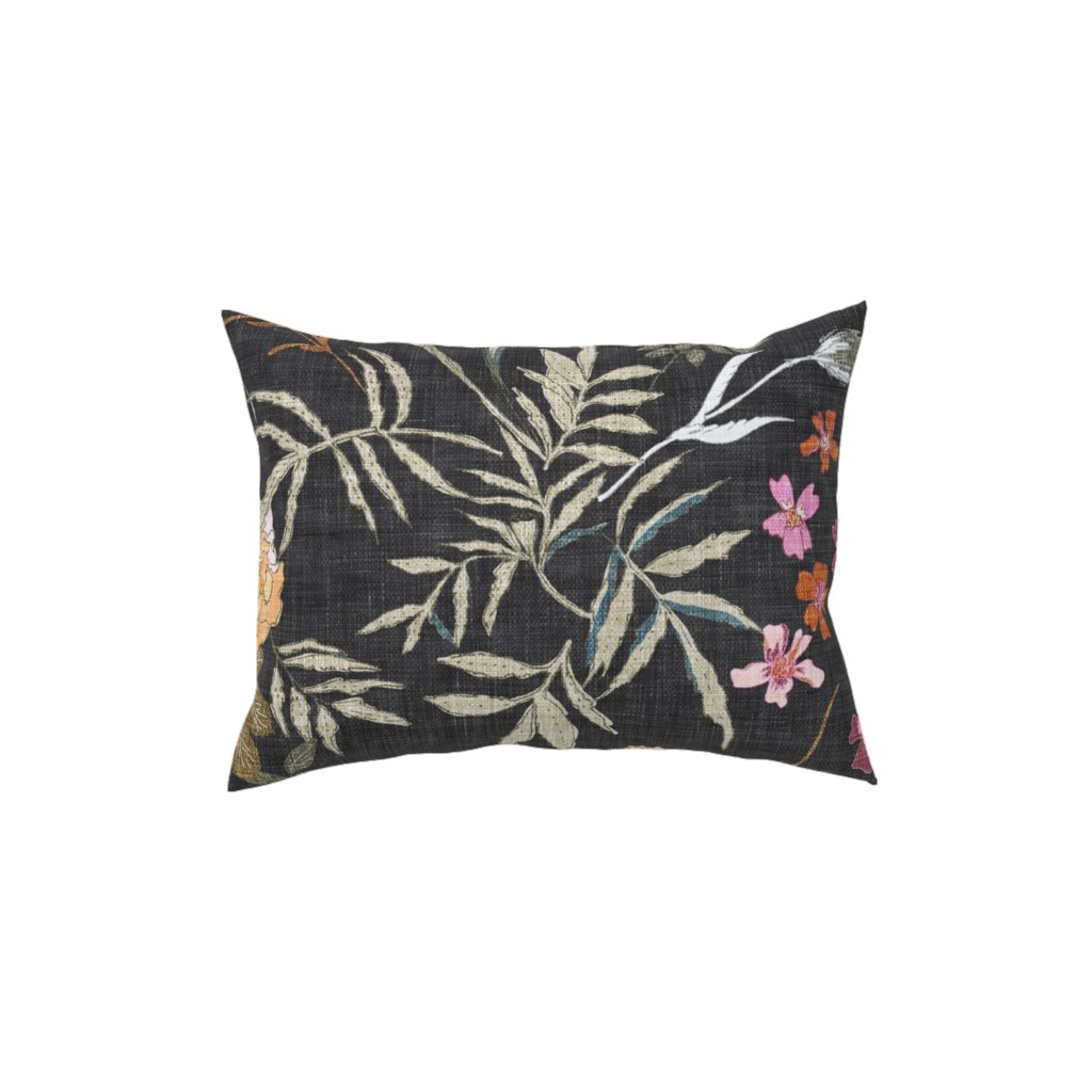 Marigold Love - Black Pillow, Woven, White, 12x16, Double Sided, Black, Black