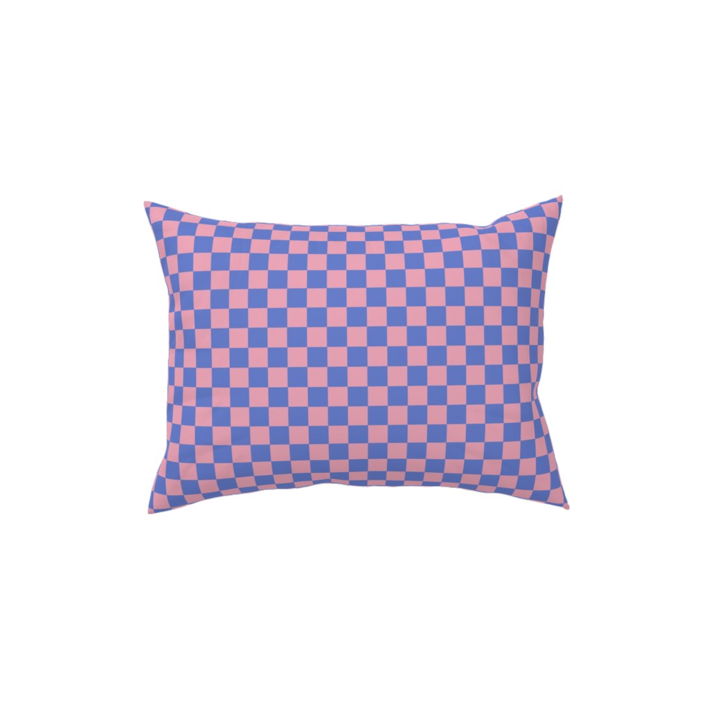Fun Checkers - Pink and Purple Pillow, Woven, White, 12x16, Double Sided, Pink, Bright Pink