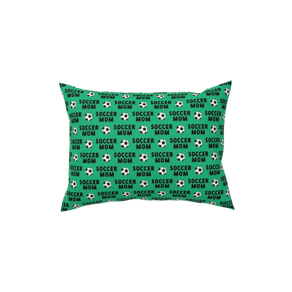 Soccer Mom - Green Pillow, Woven, White, 12x16, Double Sided, Green