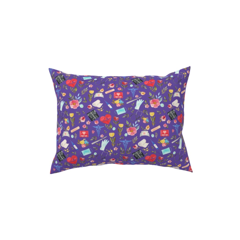 Love To Care Pillow, Woven, White, 12x16, Double Sided, Purple