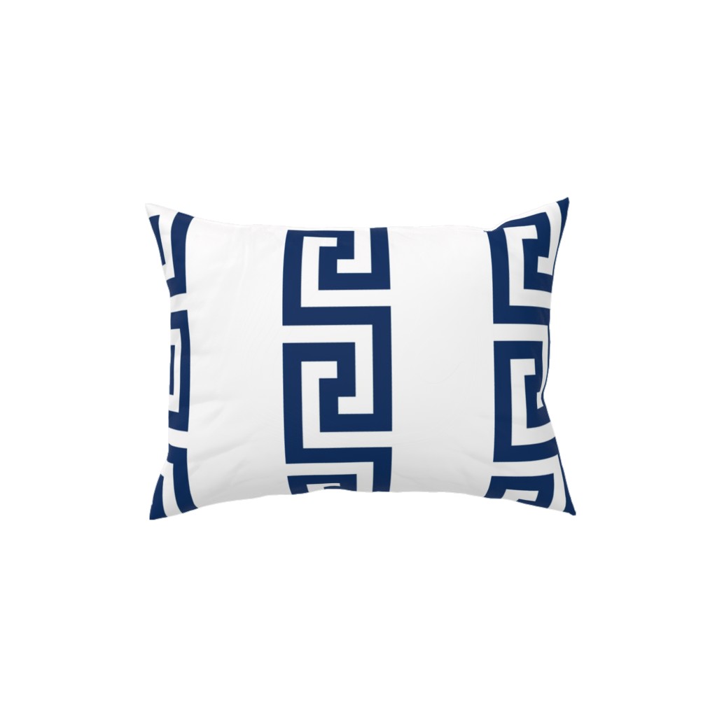 Greek Key - Navy Pillow, Woven, White, 12x16, Double Sided, Blue