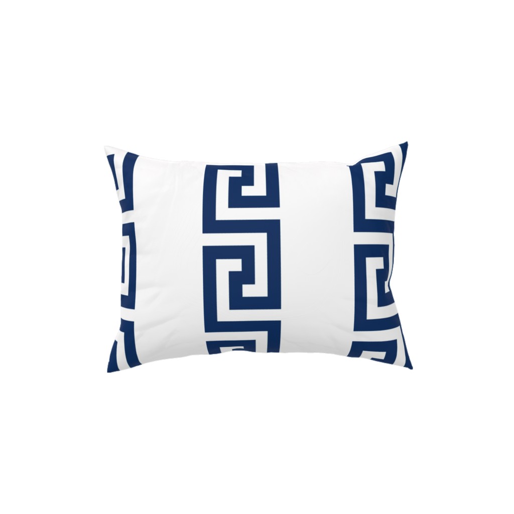 Greek Key - Navy Pillow, Woven, White, 12x16, Double Sided, Blue, True Blue
