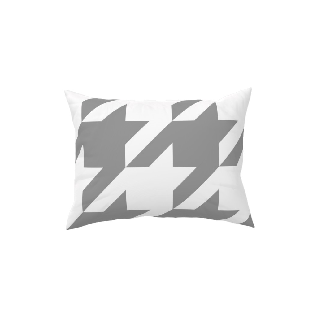 Modern Houndstooth Check - Grey and White Pillow, Woven, White, 12x16, Double Sided, Gray, Gray