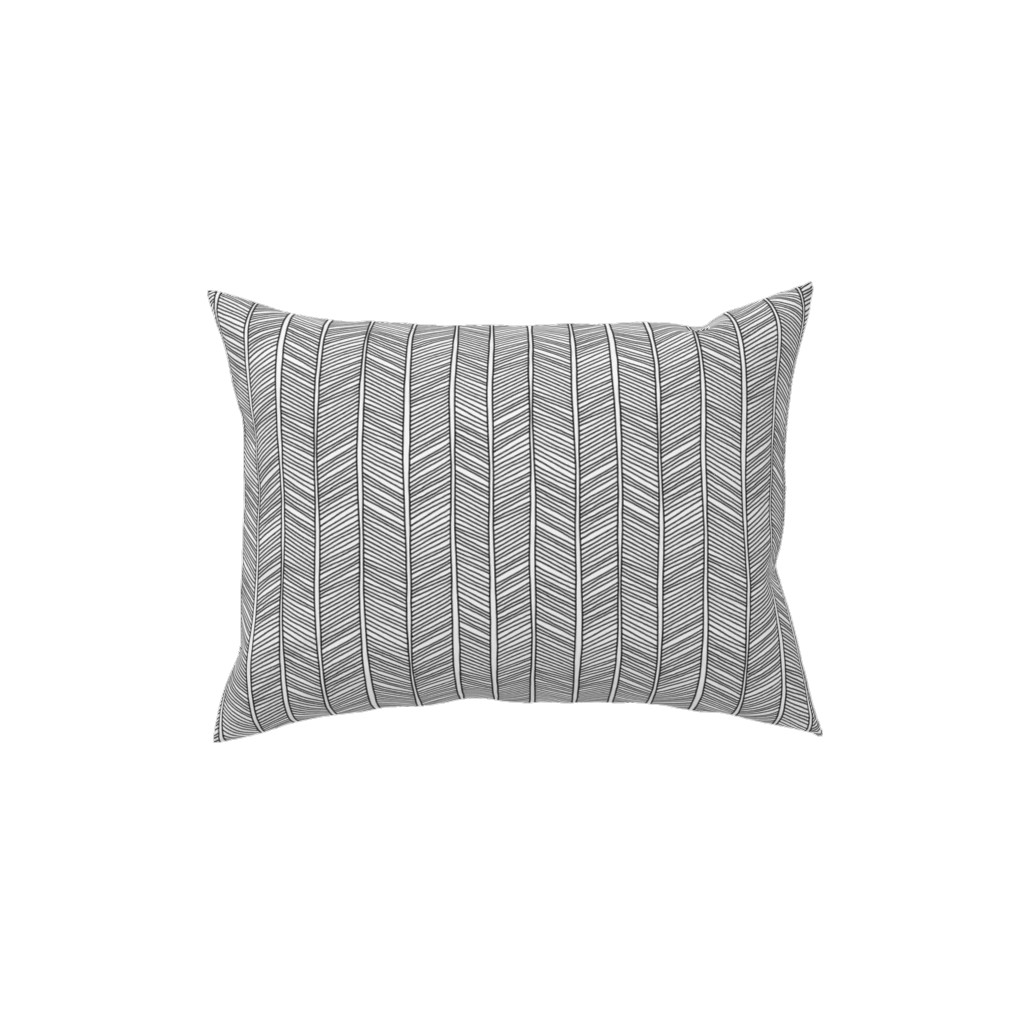 Vines + Lines - Neutral Pillow, Woven, White, 12x16, Double Sided, Black, Black