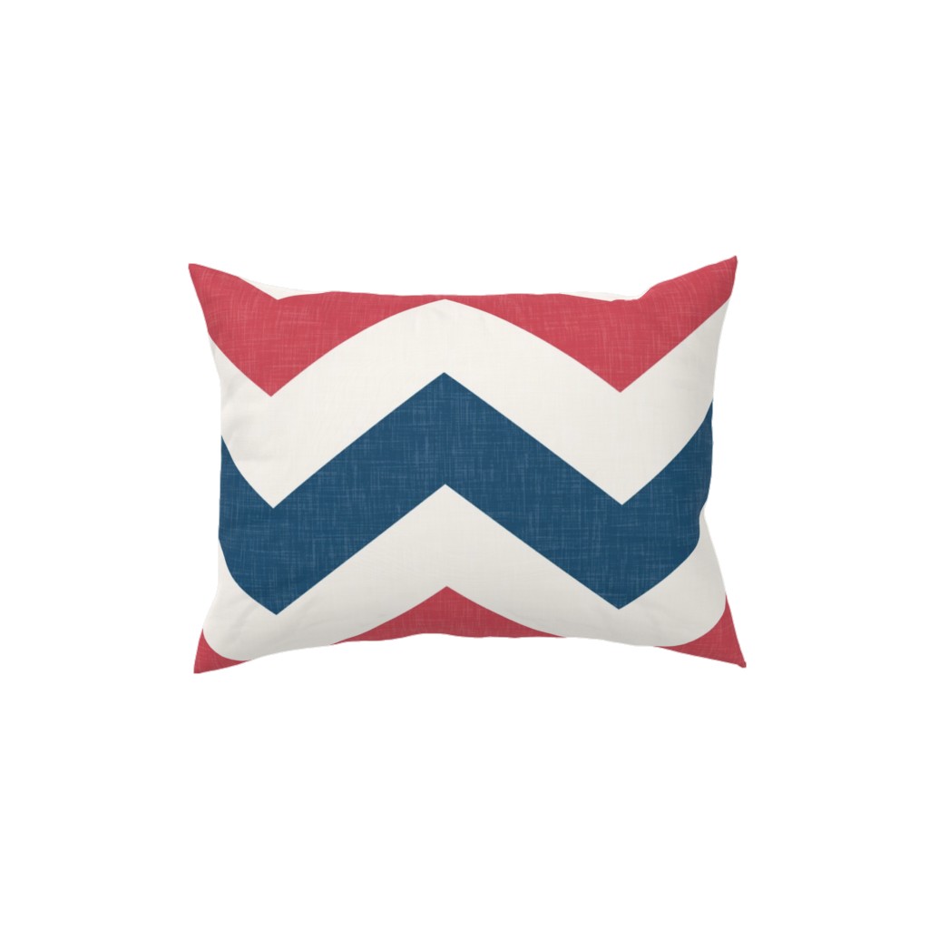 Bold Chevron - Red and Blue Pillow, Woven, White, 12x16, Double Sided, Multicolor