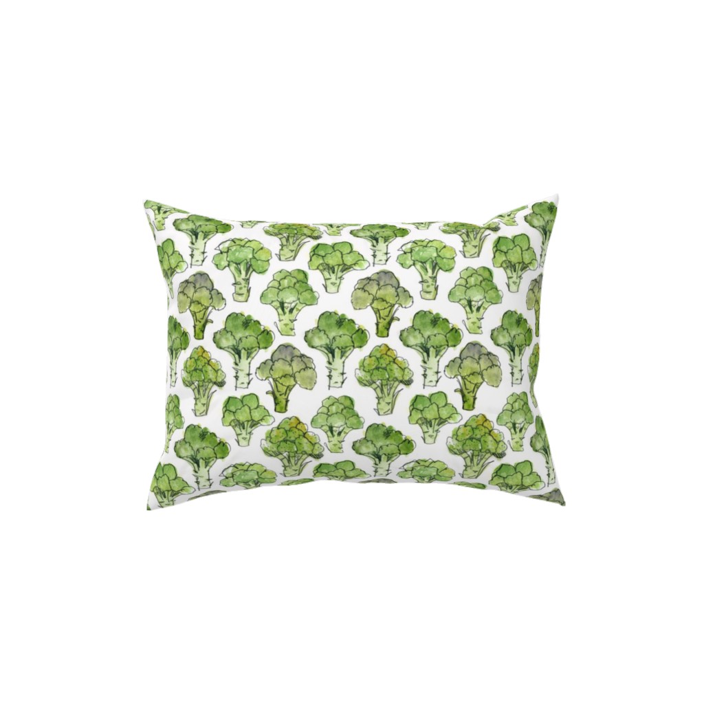 Broccoli - Green Pillow, Woven, White, 12x16, Double Sided, Green