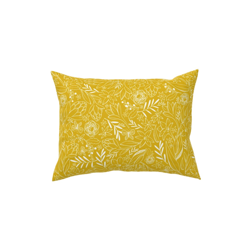 Botanical Floral Sketchbook - Yellow Pillow, Woven, White, 12x16, Double Sided, Yellow, Classic Yellow