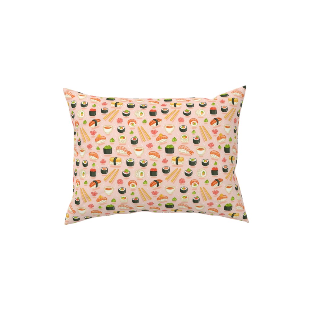 Sushi and Rolls - Pink Pillow, Woven, White, 12x16, Double Sided, Pink