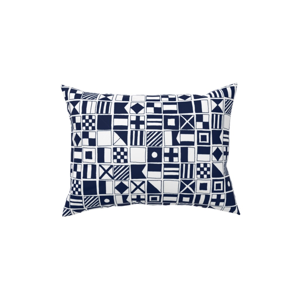 Sailing Flags - Navy Blue Pillow, Woven, White, 12x16, Double Sided, Blue