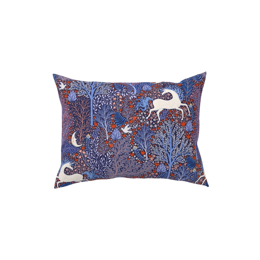 Unicorn in Nocturnal Forest - Purple Pillow, Woven, White, 12x16, Double Sided, Purple