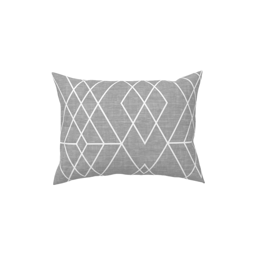 Geometric Grid - Gray Pillow, Woven, White, 12x16, Double Sided, Gray